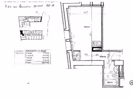 location appartement 1 pièce 24 m² à dijon (21000)