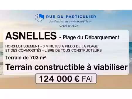 vente terrain 703 m² à asnelles (14960)  124 000 €
