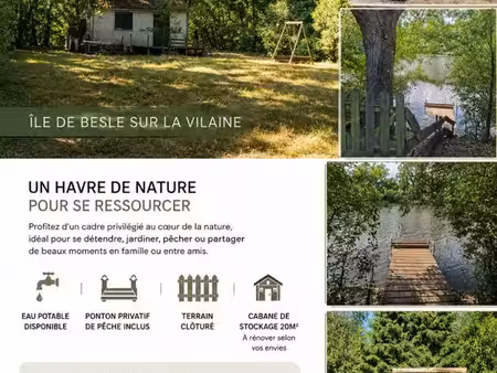 cabane et terrain de loisirs sur la vilaine avec ponton privatif et eau potable
