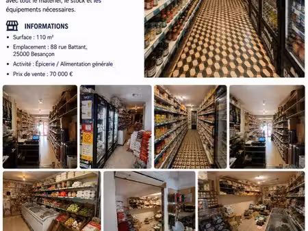 épicerie à vendre – 110 m² – besançon – 70 000