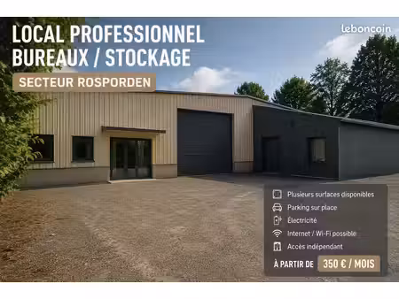 local professionnel – bureaux / stockage – secteur rosporden