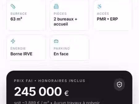 bordeaux médoquine - 255 gallieni - local 63m² refait neuf - erp pmr - gare 2 min - 245000