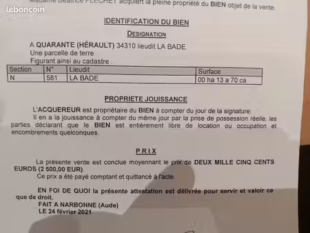 vente terrain de loisir