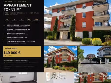 grand t2 meublé de 53 m2 dans residence de standing ascenseur balcon parking