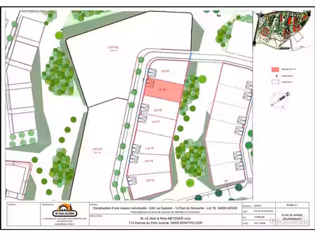 terrain à bâtir 300 m² – clapiers  zac du castelet – 209 000