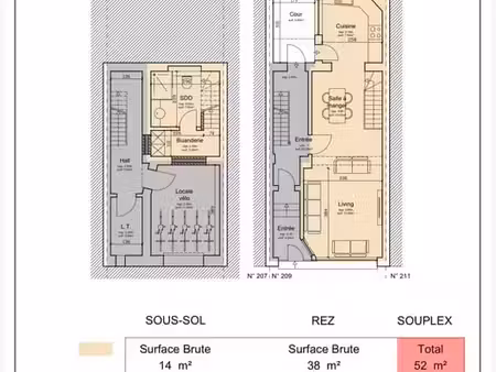commerce avec cour privative – projet de ±52 m²