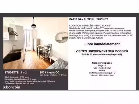 location meublé paris 16