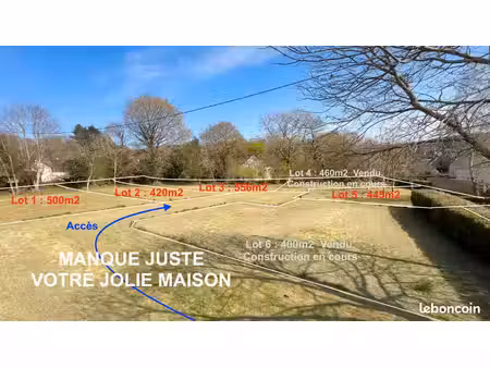 terrains constructibles 420m2 et plus. pluvigner