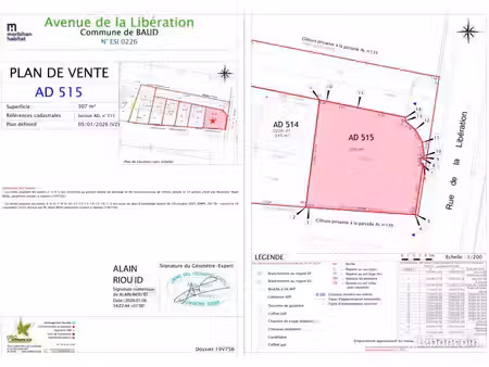 terrain 307 m² baud