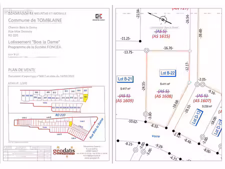 terrain 411 m² tomblaine
