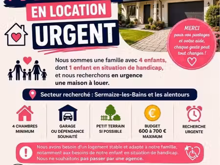 urgent maison 4 chambres
