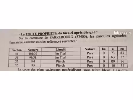 lot de 4 parcelles de terrain à sarrebourg 57400