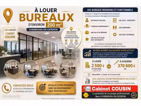 fonds de commerce bureaux 200 m²