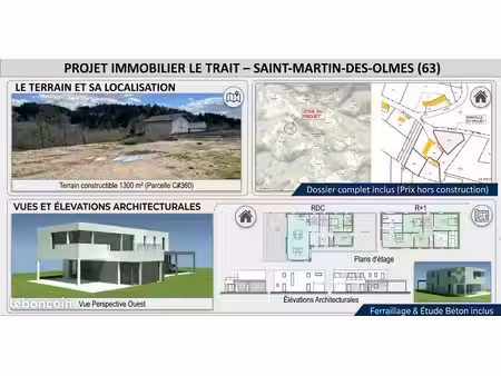 terrain constructible 1300 m² + permis accordé re2020 – st-martin-des-olmes (10 min ambert