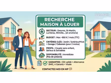 recherche location maison avec jardin et garage / cabanon (secteur desvres  st-martin  lum