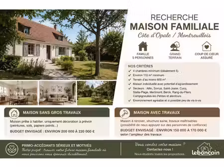 recherche maison familiale – côte d’opale / montreuillois