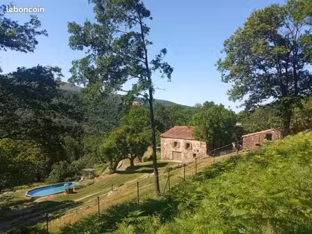 2 mas du xviii°  renovés  en pierre  sur 17 hectares de pres et bois  avec piscine  face a
