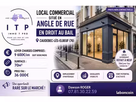 local commercial 70 m² caudebec-lès-elbeuf