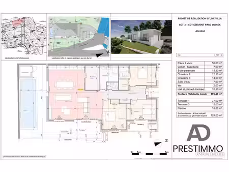 villa 4 pièces 120 m²