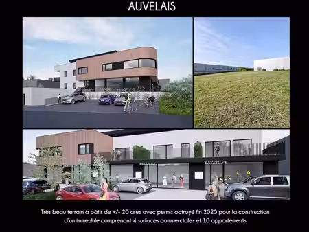 terrain avec permis octroyé pour 4 surfaces commerciales et