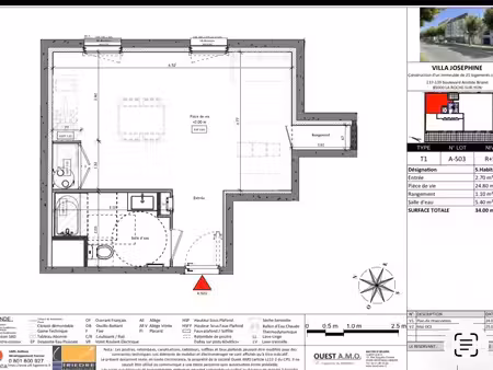 location appartement 1 pièce  34.00m²  la roche