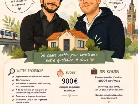 duo sérieux et stable cherche appartement 2 chambres — proche lille flandres