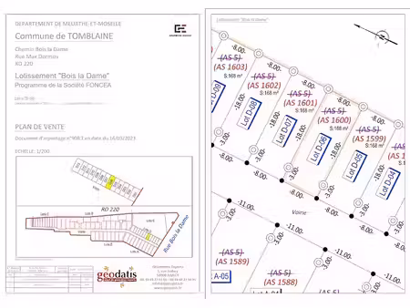 vente terrain 168 m² à tomblaine (54510)  60 000 €