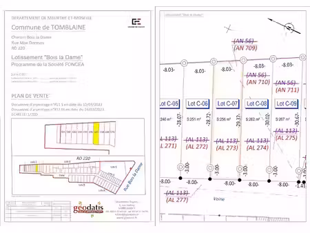 vente terrain 256 m² à tomblaine (54510)  79 000 €