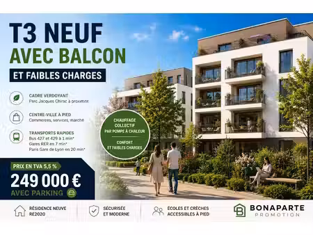 vente appartement 3 pièces 60 m² à valenton (94460)  239 000 €