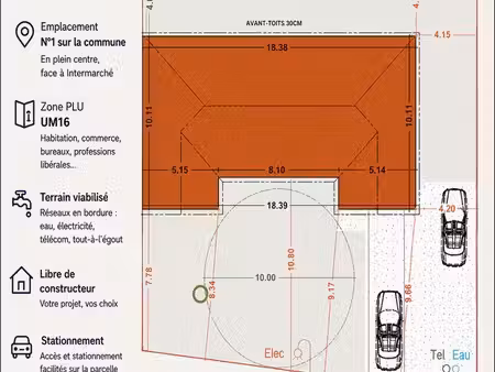 terrain à bâtir viabilisé 520m2 libre de constructeur