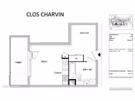 appartement 1 pièce 29 m²