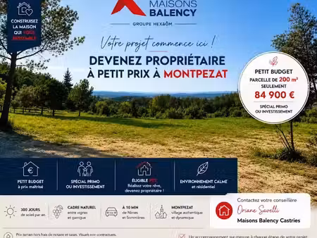 vente terrain 202 m² à montpezat (30730)  84 900 €