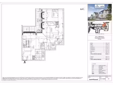 appartement 3 pièces 66 m²