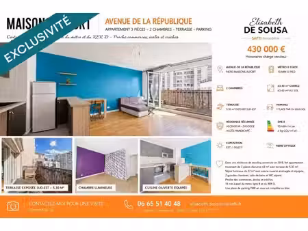 vente appartement 3 pièces 63 m² maisons-alfort (94700)