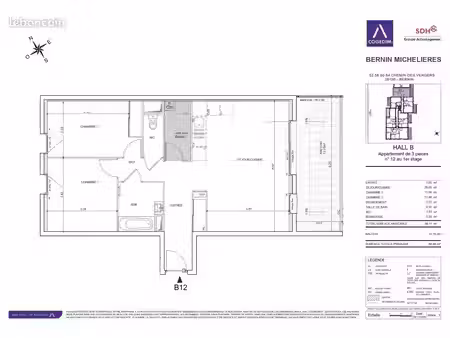 appartement 3 pièces 68 m²