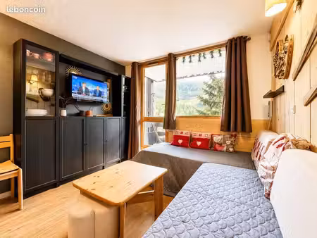 isola 2000 coeur station face pistes | studio 23 m2 | terrasse | casier a ski