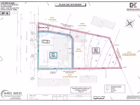 terrain a batir de 590 m2 libre constructeur suite a division parcellaire avec permis de c
