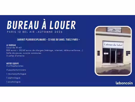 location bureau paris 12
