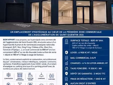 local commercial 800 m² saint quentin