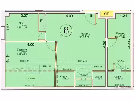 appartement 2 pièces 40 m²