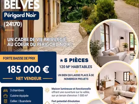 maison 120 m² avec terrain 1000 m² ➕ sous-sol total • belvès centre à pied ◊ ?