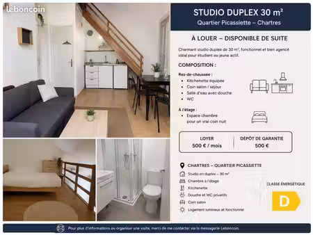 studio duplex à picassiette chartres