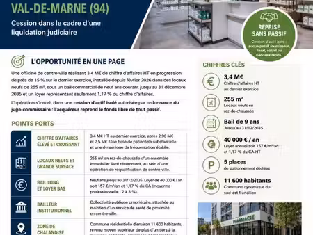 pharmacie 255 m² villecresnes