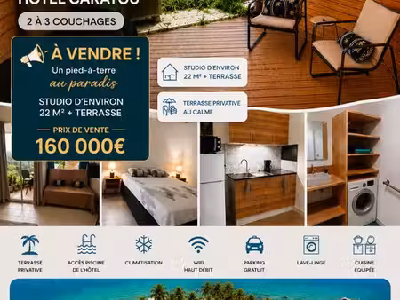 vente studio avec terrasse hôtel carayou