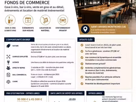 bar 273 m² saint amand montrond
