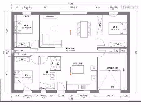 maison 4 pièces 87 m²