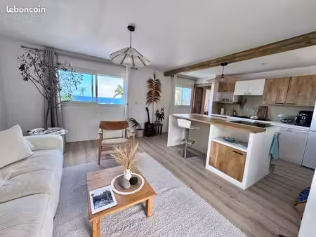 saint-leu – t3 72 m² – vue mer – jardin 50 m²- lagon à pied