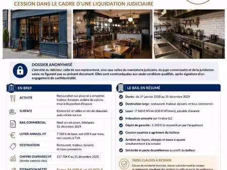 restauration  traiteur 61 m² bordeaux