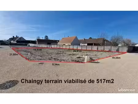 chaingy terrain constructible viabilisé de 517 m2