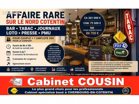 fonds de commerce bar  tabac  fdj cherbourg en cotentin